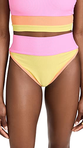 Beach Riot Women's Emmy Bikini Bottoms Only, Fruity Colorblock, Yellow - L