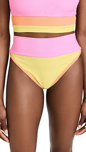 Beach Riot Women's Emmy Bikini Bottoms Only, Fruity Colorblock, Yellow - L