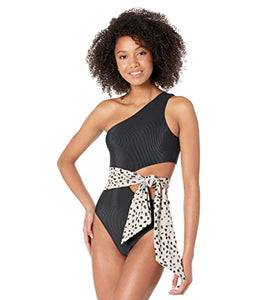 Beach Riot Carlie One-Piece Taupe Spot Swimsuit - Small