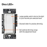 Lutron Diva LED+ WHITE Dimmer for LED, Fluorescent, Incandecent DVWCL-153PH-WH