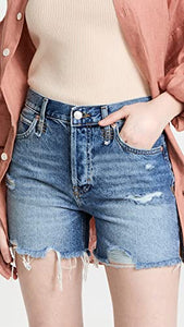 Free People Women's Makai Cutoff Jean Shorts, Shout and Twist, Blue, 26