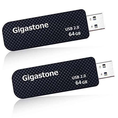 Gigastone V30 64GB USB 2.0 Flash Drive 2-Pack, Capless Retractable Design Pen Drive, Carbon Fiber Style, Reliable Performance & Durable