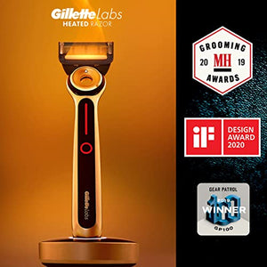 Gillette Heated Razor for Men, Starter Shave Kit by GilletteLabs, 1 Handle, 2 Razor Blade Refills, 1 Charging Dock