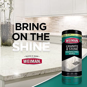 Weiman Granite Disinfectant Wipes - 30 Wipes - 2 Pack - Disinfect Clean and Shine Sealed Granite Marble Quartz Slate Limestone Soapstone Tile Countertops - Packaging May Vary