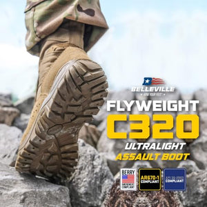 Belleville C320 One Xero 8 Inch Combat Boots for Men - Ultra-Lightweight Army/Air Force OCP ACU Coyote Brown Leather with Vibram Incisor Traction Outsole; Berry Compliant, Coyote - 10.5 W