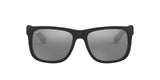 Ray-Ban RB4165 Justin Rectangular Sunglasses, Rubber Black/Grey Mirrored Silver, 51 mm