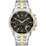 Bulova Men's Classic Sport Two-Tone Stainless Steel 6-Hand Chronograph Quartz Watch, Black Dial Style: 98B376