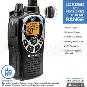 Midland GXT1000VP4 2-Pk 36-Mile 50-Channel FRS/GMRS Two-Way Radio (Pair)