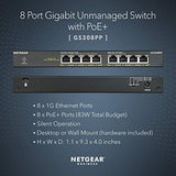 NETGEAR 8-Port Gigabit Ethernet Unmanaged PoE+ Switch (GS308PP) - with 8 x PoE+ @ 83W, Desktop or Wall Mount