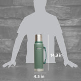 Stanley Classic Stainless Steel Thermos 24 Hours Cold & Hot Beverages 1 Liter