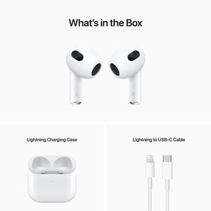 ULN - Apple AirPods (3rd Generation) Wireless Ear Buds, Bluetooth Headphones, Personalized Spatial Audio, Sweat and Water Resistant, Lightning Charging Case Included, Up to 30 Hours of Battery Life