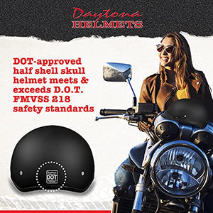 Daytona Helmets Half Skull Cap Motorcycle Helmet – DOT Approved [XL] [W/ Visor]