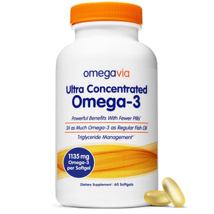 OmegaVia Ultra Concentrated Omega-3 Fish Oil, 60 Burpless Pills (Best By 06/26)