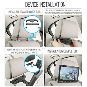 Pyle Universal Car Headrest Mount Monitor - 10.5 Inch Vehicle Multimedia DVD Player - Dual Audio Video Entertainment w/ HDMI, Wide TV LCD Screen, Wireless Headphones & Mounting Bracket - PLHRDVD101KT