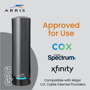 ARRIS Surfboard G36 DOCSIS 3.1 Multi-Gigabit Cable Modem & AX3000 Wi-Fi Router , Comcast Xfinity, Cox, Spectrum, Four 2.5 Gbps Ports , 1.2 Gbps Max Internet Speeds , 4 OFDM Channels