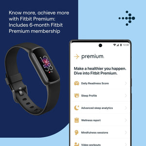 Fitbit Luxe-Fitness and Wellness-Tracker with Stress Management, Sleep-Tracking and 24/7 Heart Rate, Black/Graphite, One Size (S & L Bands Included)