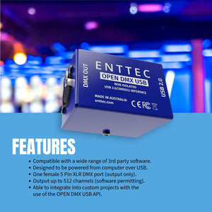 Enttec Open DMX USB 70303 Lighting Interface - Open Source/Hardware Only - Entry Level Model