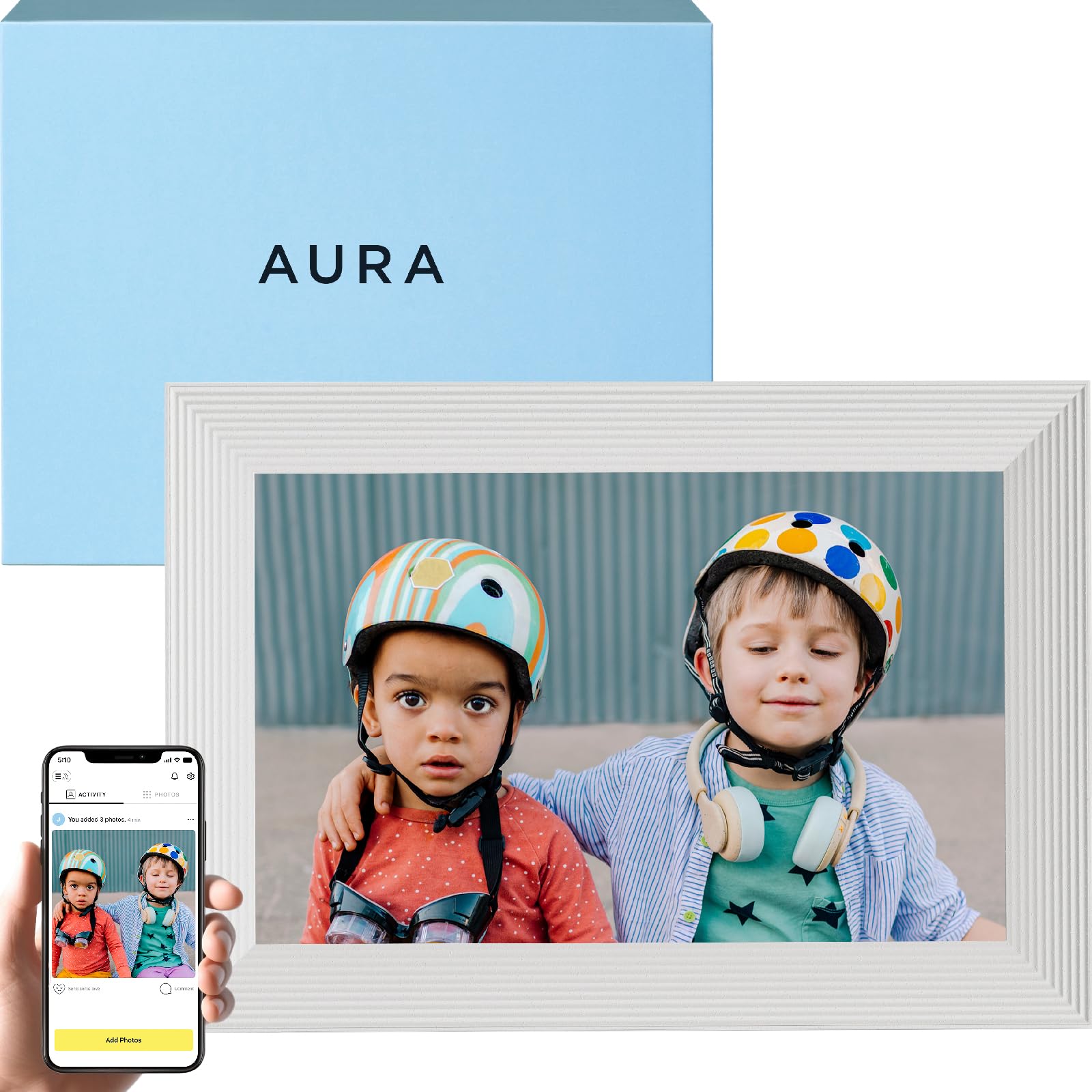 Aura Carver HD Smart Digital Picture Frame 10.1" WiFi Cloud Unlimited Storage Sea Salt