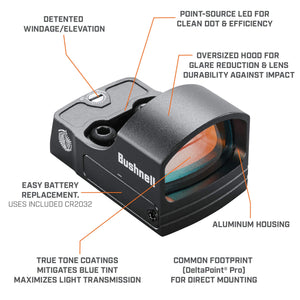 NEW Bushnell RXS100 Reflex Sight, Red Dot Sight with 4 MOA and 8 Brightness Settings, Durable with Long Battery Life