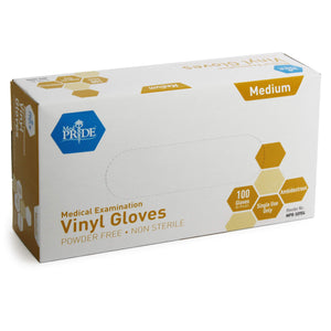 MED PRIDE Medium Vinyl Gloves, 1000 Count, Clear, Unisex