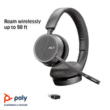 Plantronics - Voyager 4220 UC USB-A (Poly) - Bluetooth Dual-Ear (Stereo) Headset - Connect to PC, Mac, & Desk Phone - Noise Canceling - Works with Teams, Zoom & more