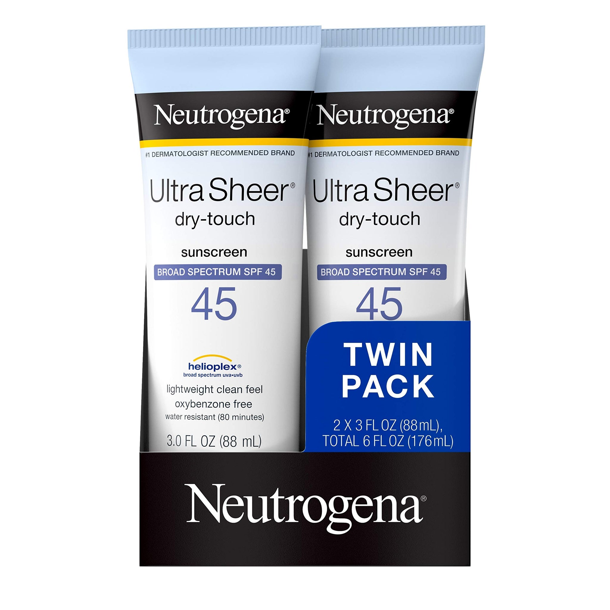 Neutrogena Ultra Sheer Dry-Touch SPF 45 Sunscreen Lotion, 2-pack of 3 fl. oz each