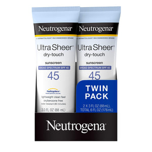 Neutrogena Ultra Sheer Dry-Touch SPF 45 Sunscreen Lotion, 2-pack of 3 fl. oz each