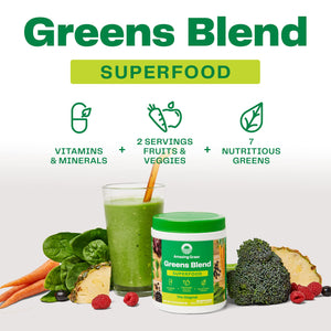 Amazing Grass Greens Blend Superfood: Super Greens Powder Smoothie Mix for Boost Energy ,with Organic Spirulina, Chlorella, Beet Root Powder, Digestive Enzymes & Probiotics, Original, 60 Servings