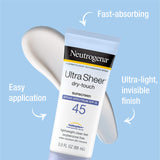 Neutrogena Ultra Sheer Dry-Touch SPF 45 Sunscreen Lotion, 2-pack of 3 fl. oz each